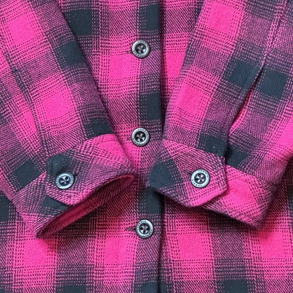 Torrid Shacket Barn Coat Checked Pink Plaid Button Front Heavyweight Cotton Sz 0 - Picture 16 of 16